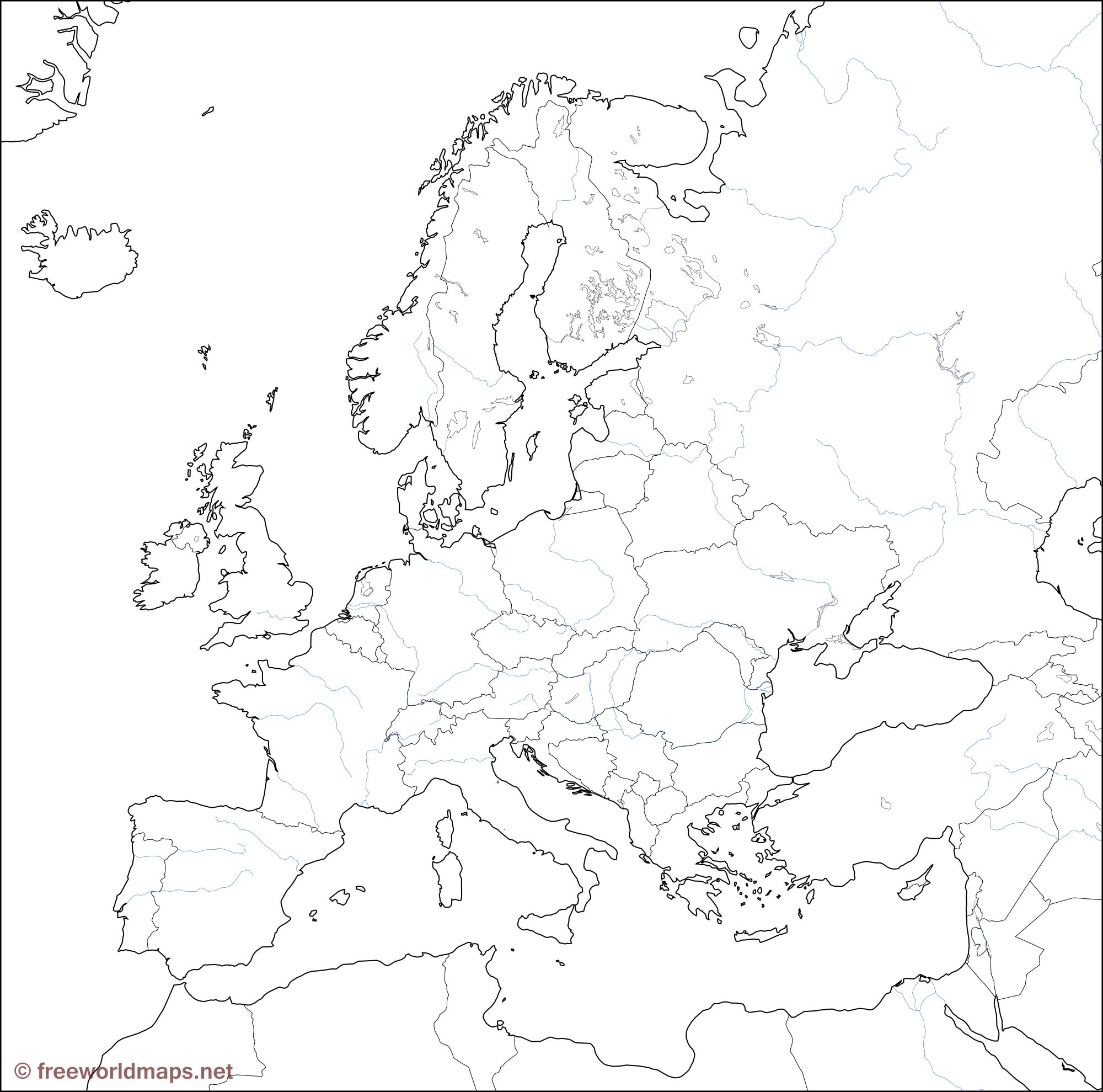Printable Blank Map Of Europe Rivers Printable Blank Map Of Europe Rivers