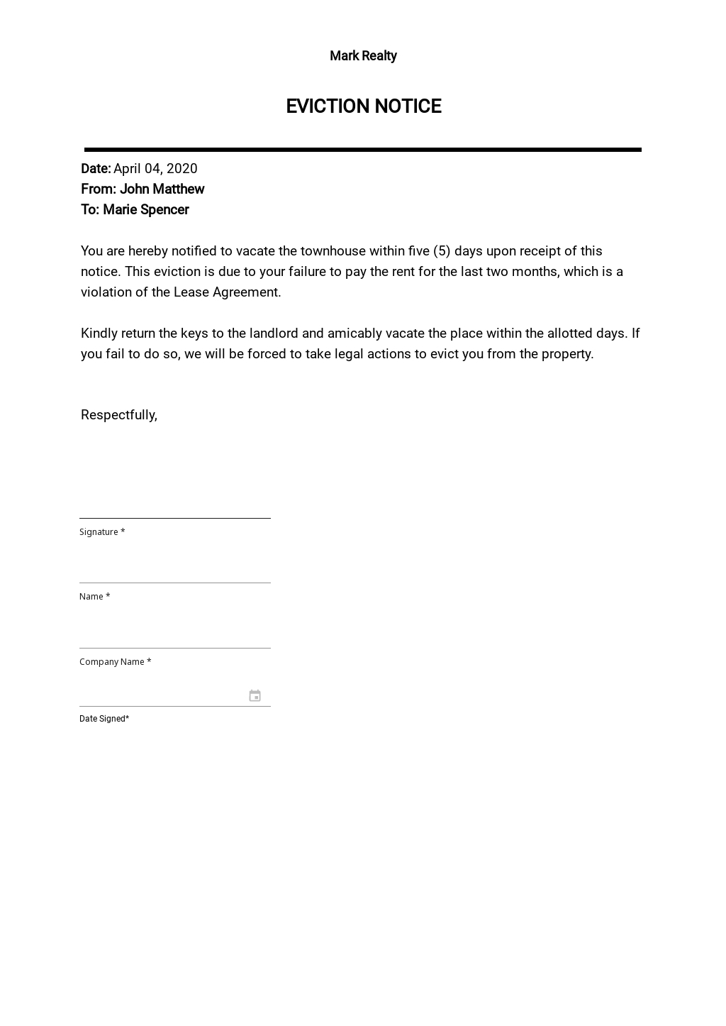 Eviction Notices Template