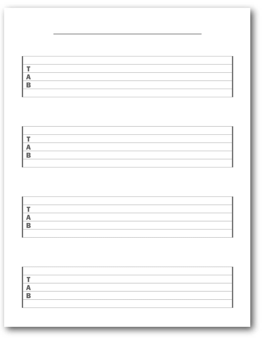 Extra large Blank 6 string Guitar Tablature 4 Rows Easy To Read Extra large Blank 6 string Guitar Tablature 4 Rows Easy To Read