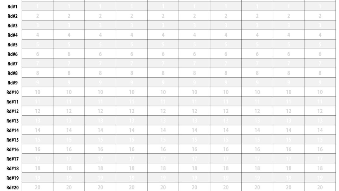 Fantasy Football Draft Sheets Printable Blank