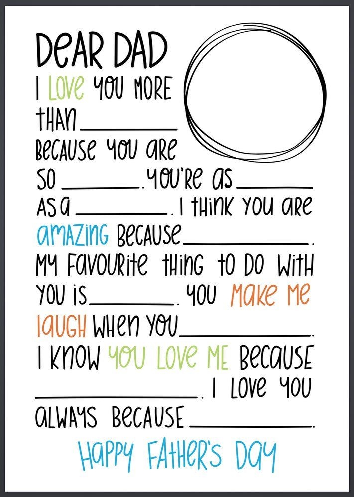 Father 39 s Day Fill In The Blank Printable