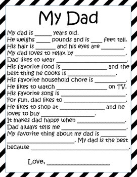 Father 39 s Day Fill In The Blank Survey By Z Girls TpT
