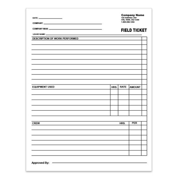 Free Printable Blank Field Ticket Forms