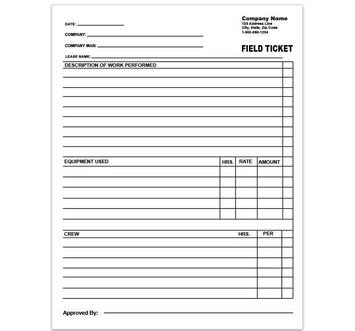 Field Ticket Form Custom Printed DesignsnPrint