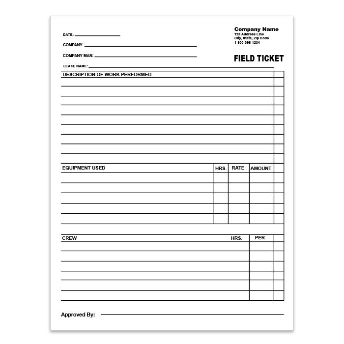 Field Ticket Form Custom Printed DesignsnPrint