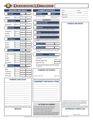 Fill Any Pdf Free Forms For Character Page 1