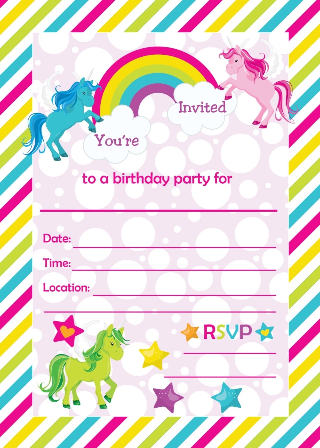 Fill In Birthday Party Invitations Printable Rainbows And Fill In Birthday Party Invitations Printable Rainbows And