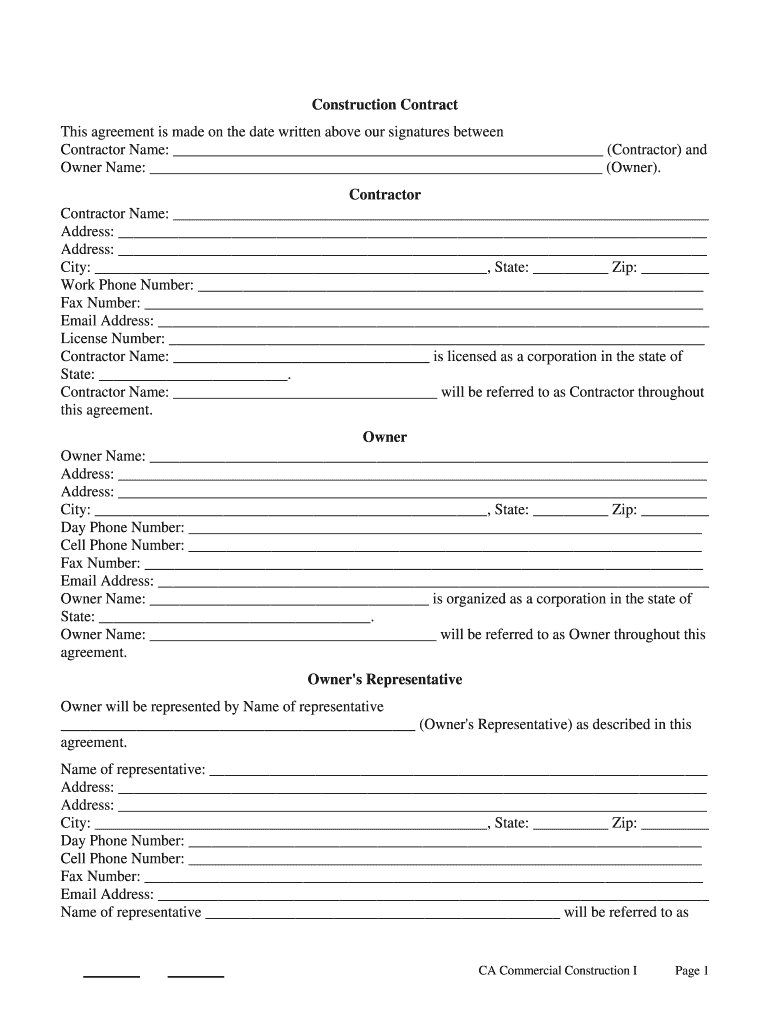 Fill In Blank Printable Remodeling Contract Fill In Blank Printable Remodeling Contract
