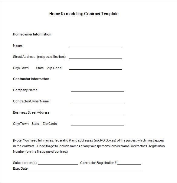 Fill In Blank Printable Remodeling Contract S oldvictheatre Fill In Blank Printable Remodeling Contract S oldvictheatre