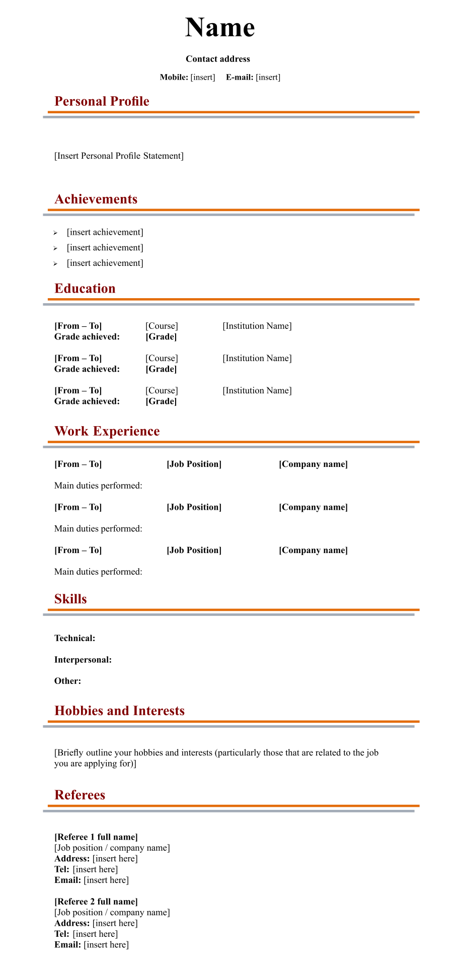 Fill In Blank Resume 10 Free PDF Printables Printablee Fill In Blank Resume 10 Free PDF Printables Printablee