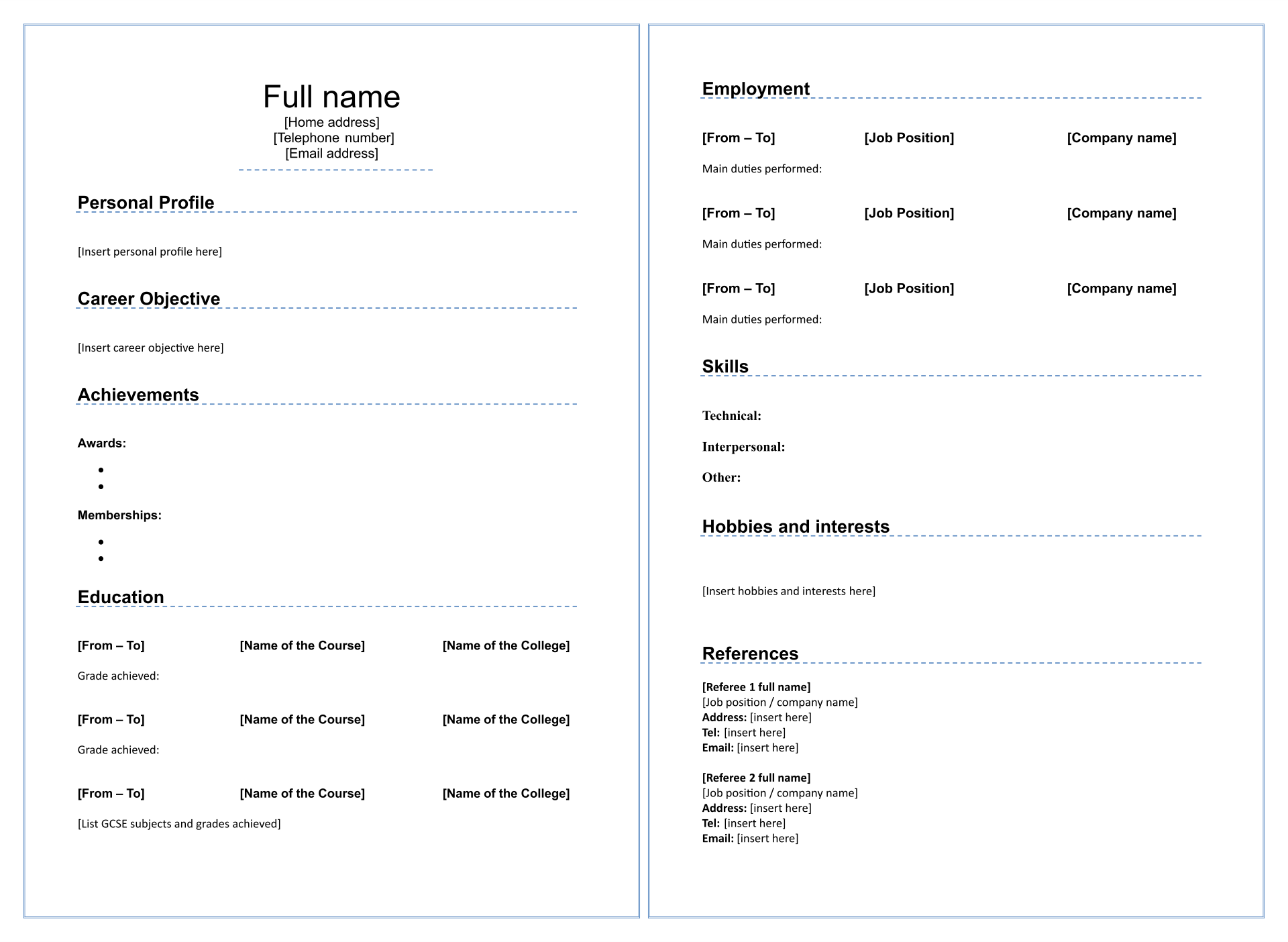 Fill In Blank Resume 10 Free PDF Printables Printablee Fill In Blank Resume 10 Free PDF Printables Printablee