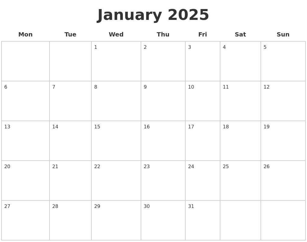Fill In Calendar January 2025 Printable Maria D Gilliland