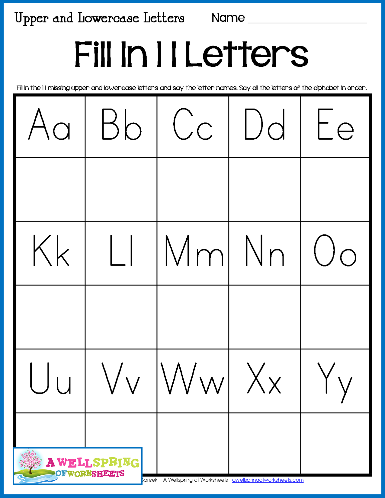 Fill In The Blank Alphabet Chart
