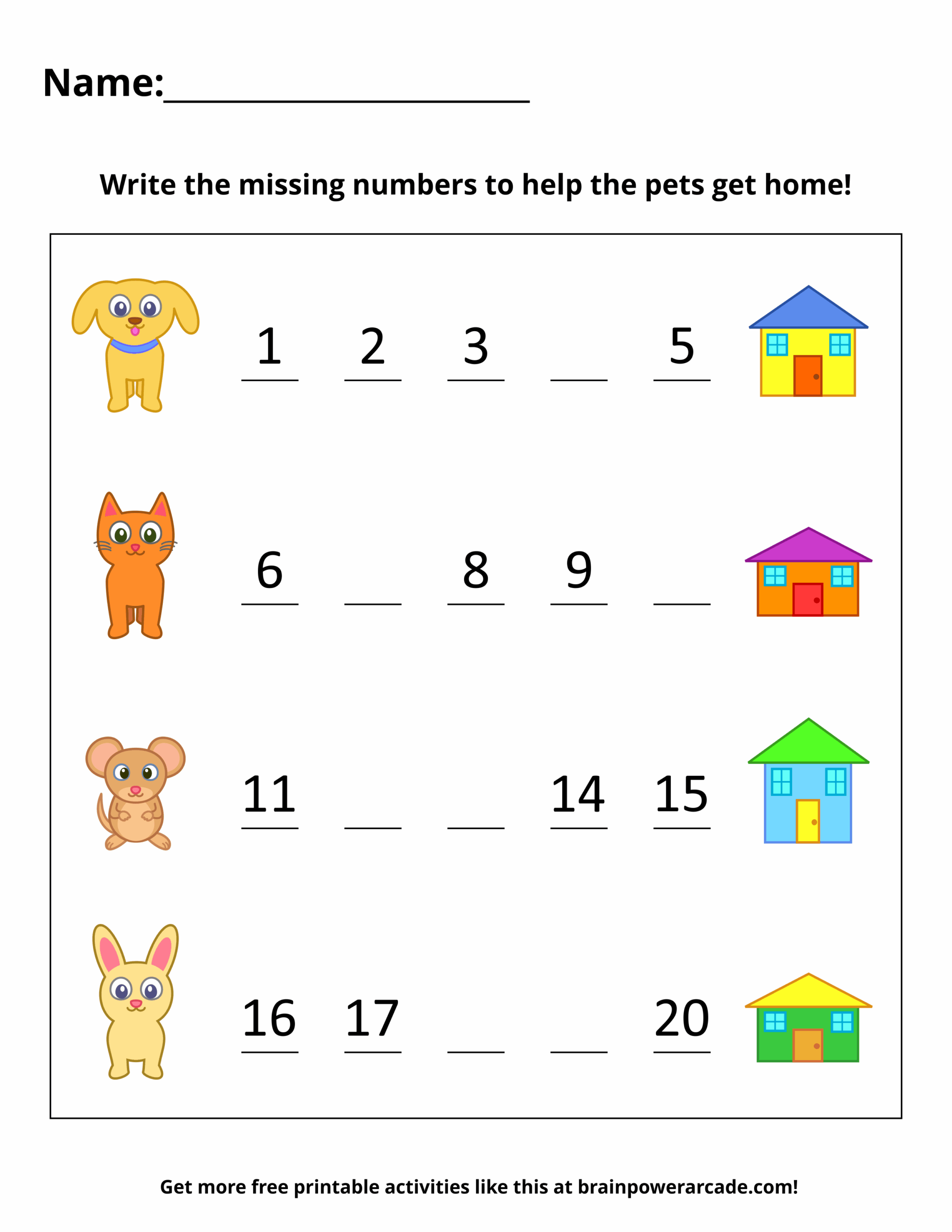 Fill In Blank Number Worksheet Printable