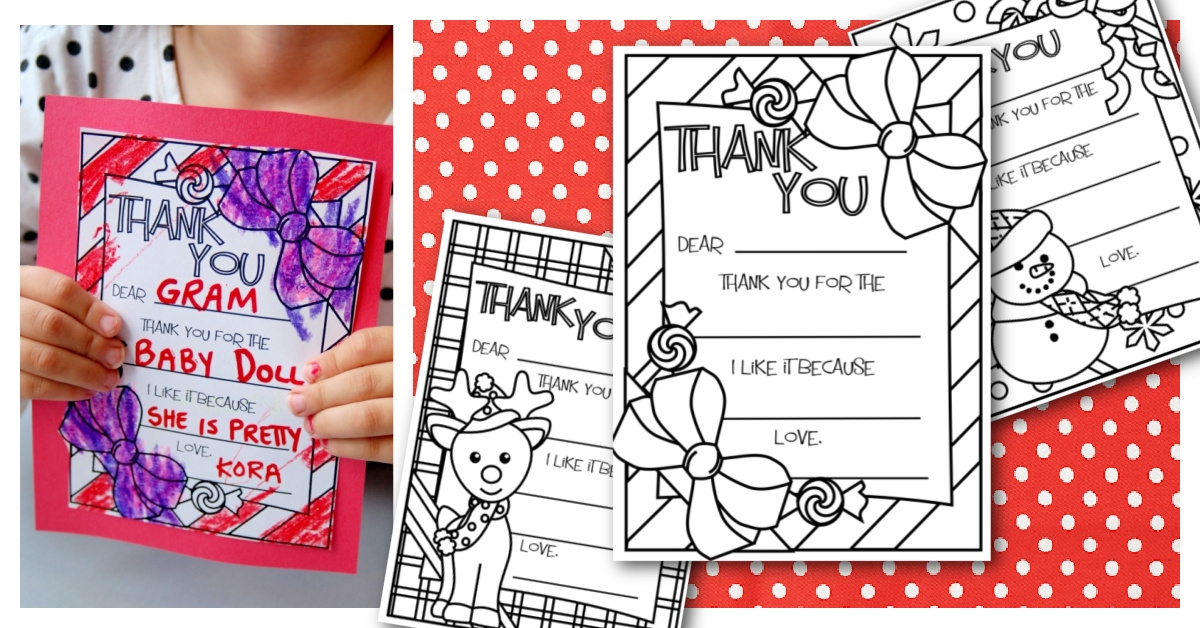 Fill in the Blank Christmas Thank You Cards For Kids Printable Kids 