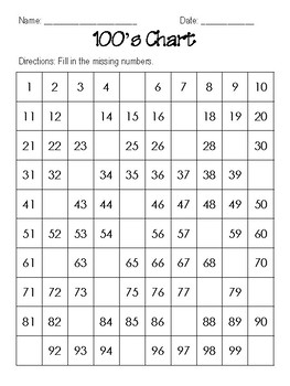 Fill In The Blank Hundreds Charts 100 110 And 120 Charts By Jessica
