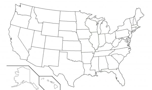 Fill In States Map Printable Blank