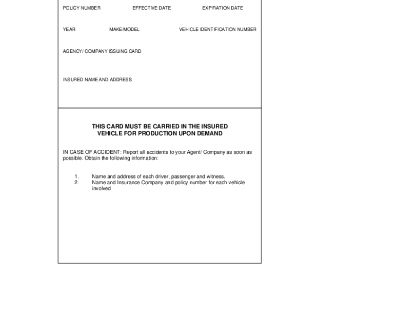 Fillable Free Blank Insurance Card Template Fillable Form 2025