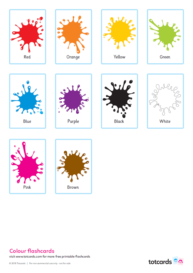 Blank Printable Color Cards For Kids