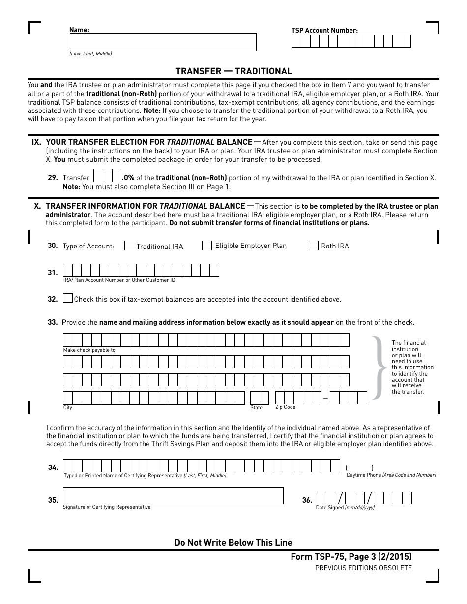 Form TSP 75 Fill Out Sign Online And Download Fillable PDF Form TSP 75 Fill Out Sign Online And Download Fillable PDF