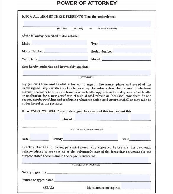 FREE 10 Sample Blank Power Of Attorney Forms In PDF MS Word