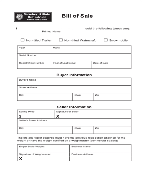 FREE 11 Sample Bill Of Sale Forms In PDF MS Word FREE 11 Sample Bill Of Sale Forms In PDF MS Word