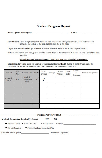 Blank Printable Daily Student Progress Information Sheet