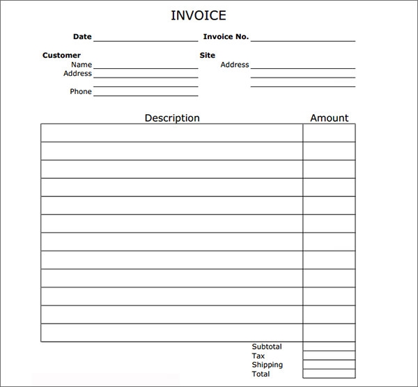 FREE 47 Sample Blank Invoice Templates In MS Word Google Docs