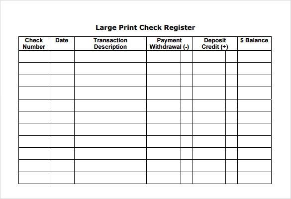 FREE 6 Sample Check Register Templates In PDF MS Word