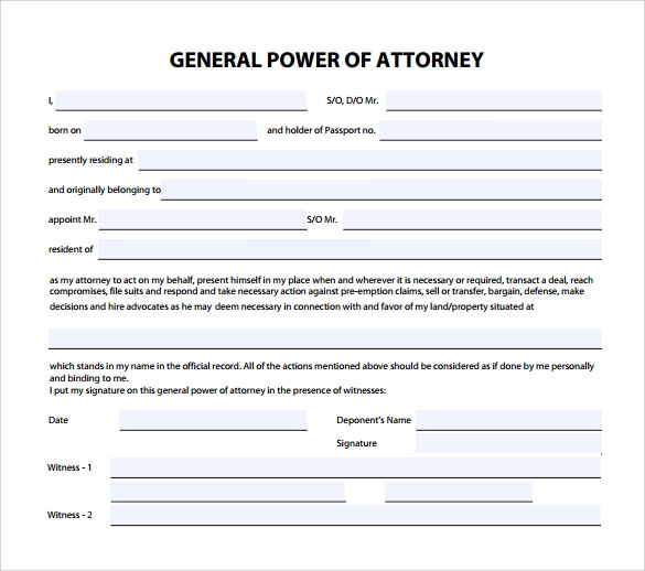 FREE 6 Sample General Power Of Attorney Forms In PDF MS Word