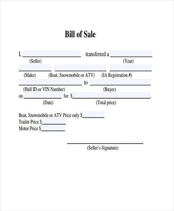 FREE 7 Sample ATV Bill Of Sale Forms In PDF MS Word FREE 7 Sample ATV Bill Of Sale Forms In PDF MS Word