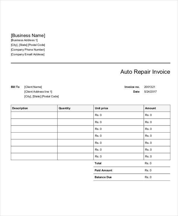 FREE 9 Auto Repair Invoice Templates In MS Word PDF Excel FREE 9 Auto Repair Invoice Templates In MS Word PDF Excel