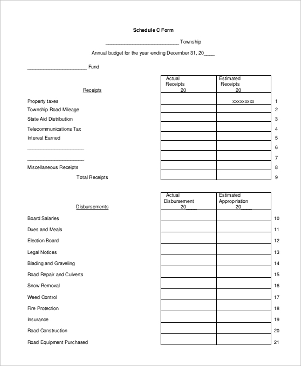 FREE 9 Sample Schedule C Forms In PDF MS Word
