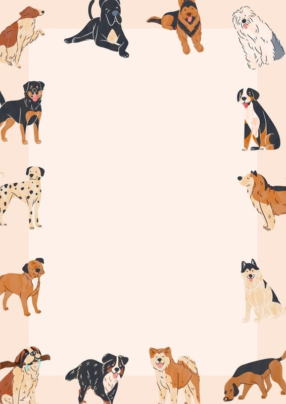 Blank Printable Cute Border Paper Doggies