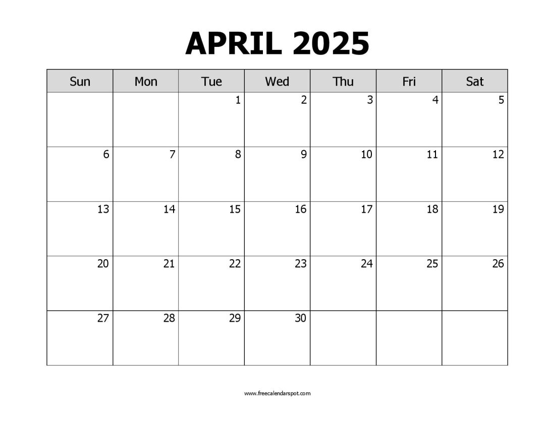 Blank Printable Calendar 2025 April With Holidays Blank Printable Calendar 2025 April With Holidays