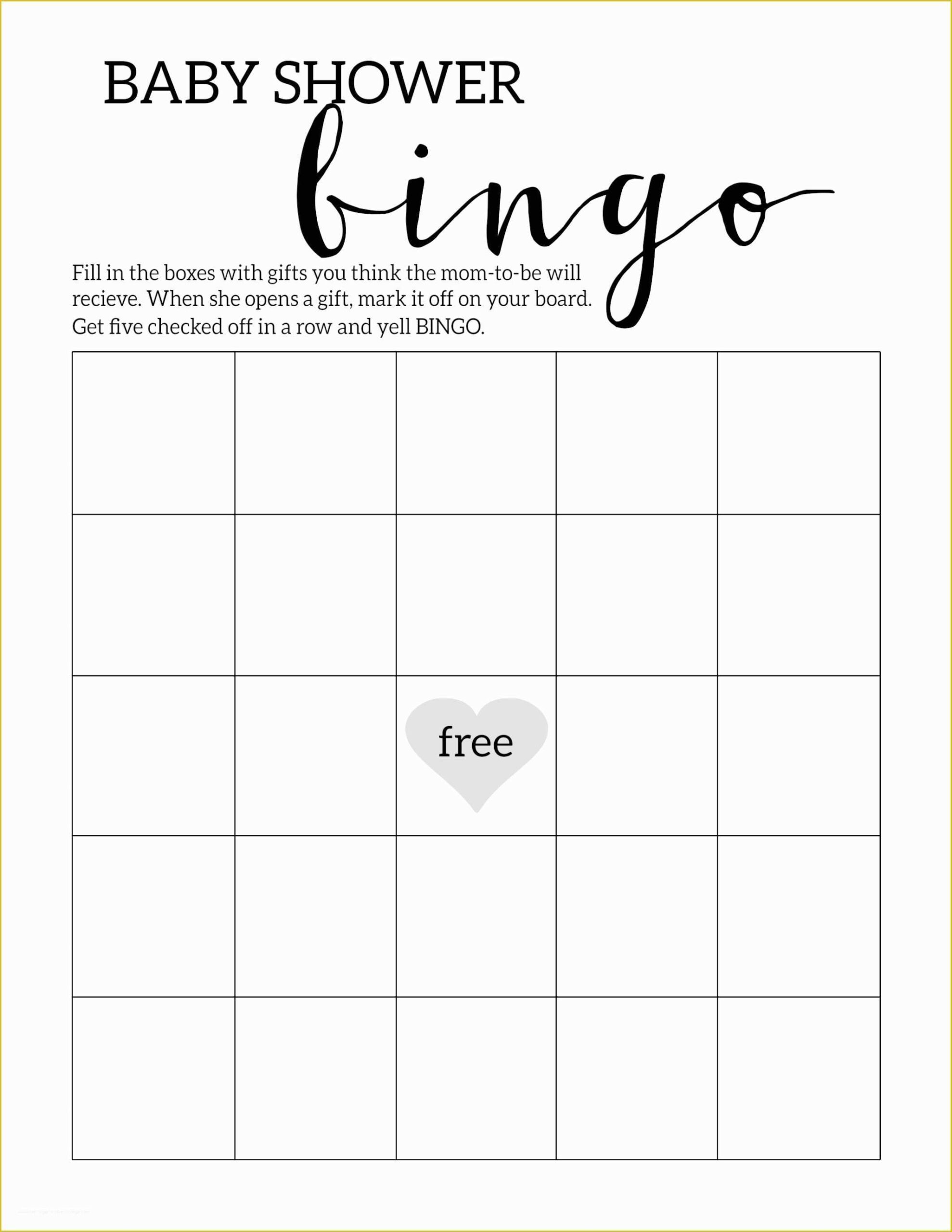 Free Baby Shower Bingo Blank Template Of Baby Shower Bingo Printable Free Baby Shower Bingo Blank Template Of Baby Shower Bingo Printable