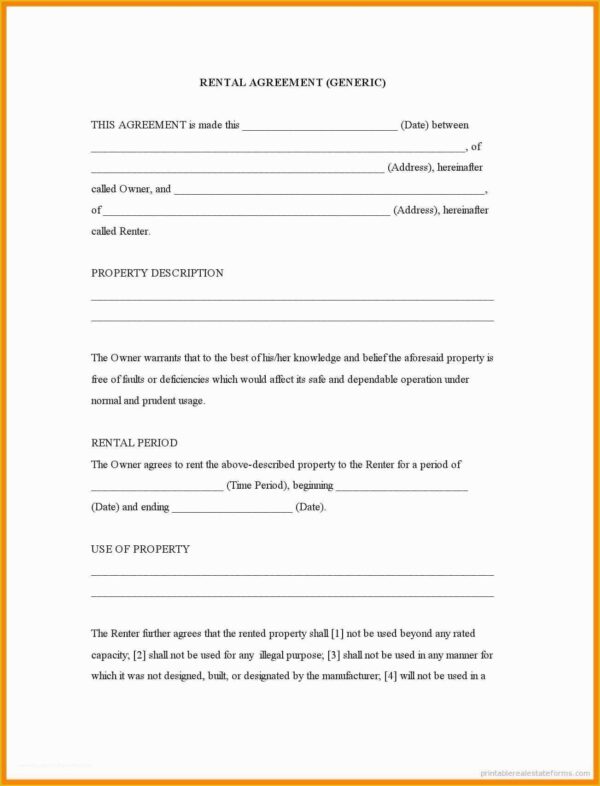 Free Printable Blank Residential Lease Agreement Forms
