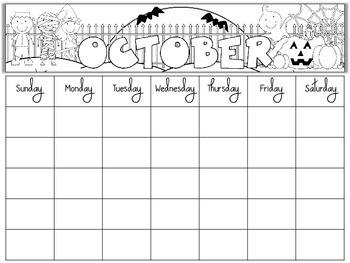 Free Blank Monthly Calendars Editable By Primary Graffiti TPT