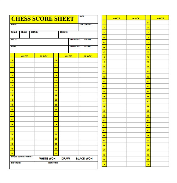 Free Chess Score Sheets Printable Free Templates Printable