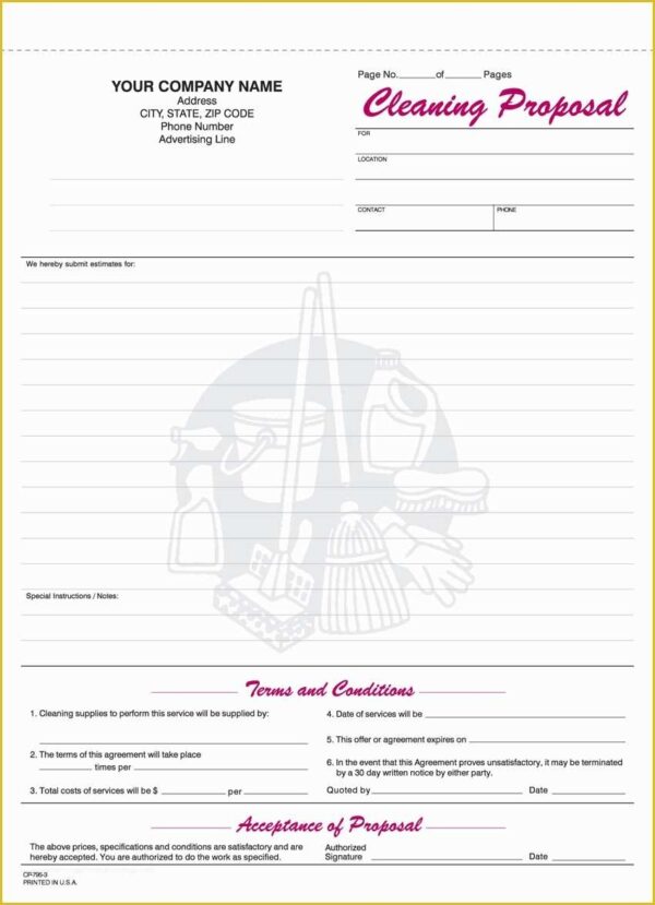Printable Bid Sheets For Commer Cleaning Blank