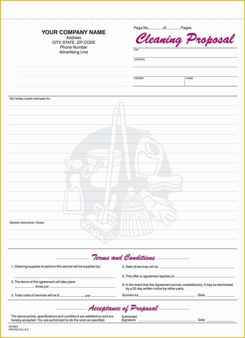 Free Cleaning Proposal Template Of Printable Blank Bid Proposal Forms 