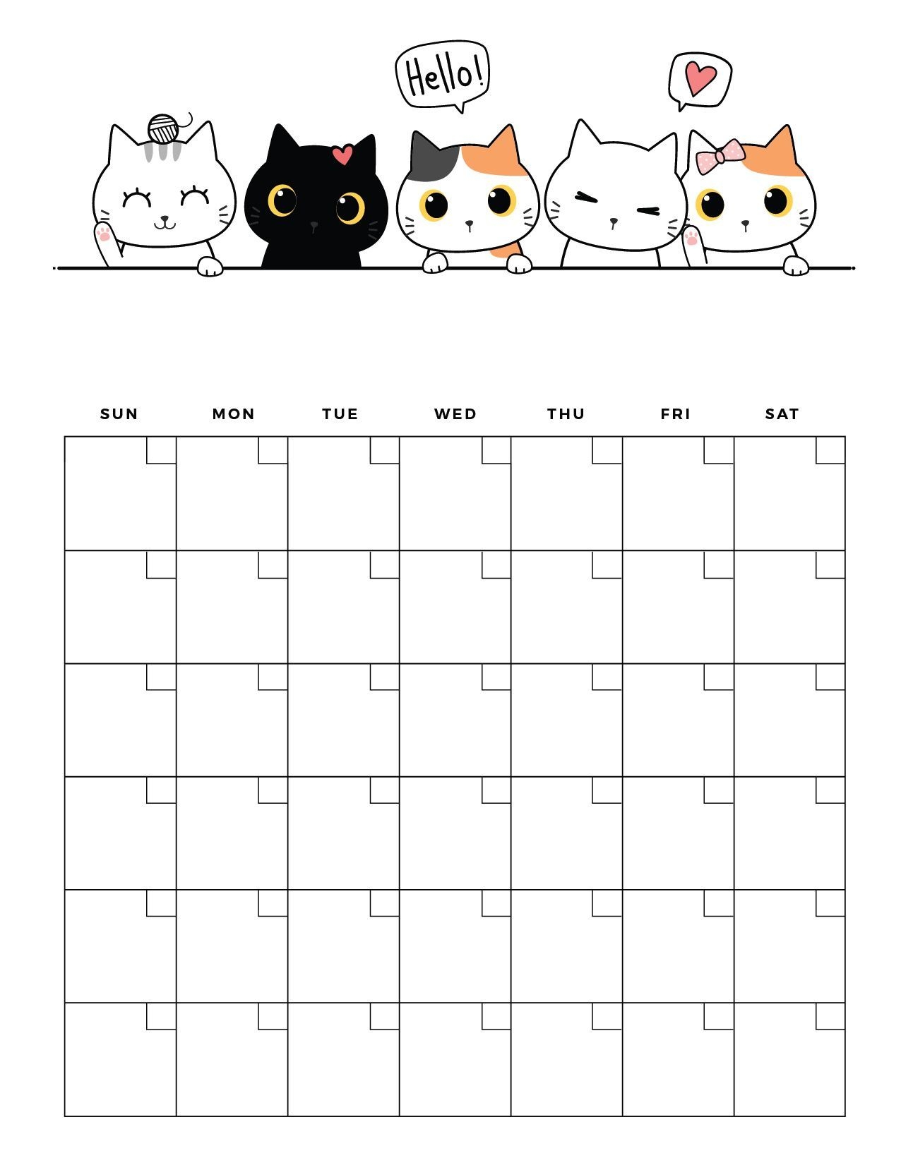 Free Cute Printable Calendar