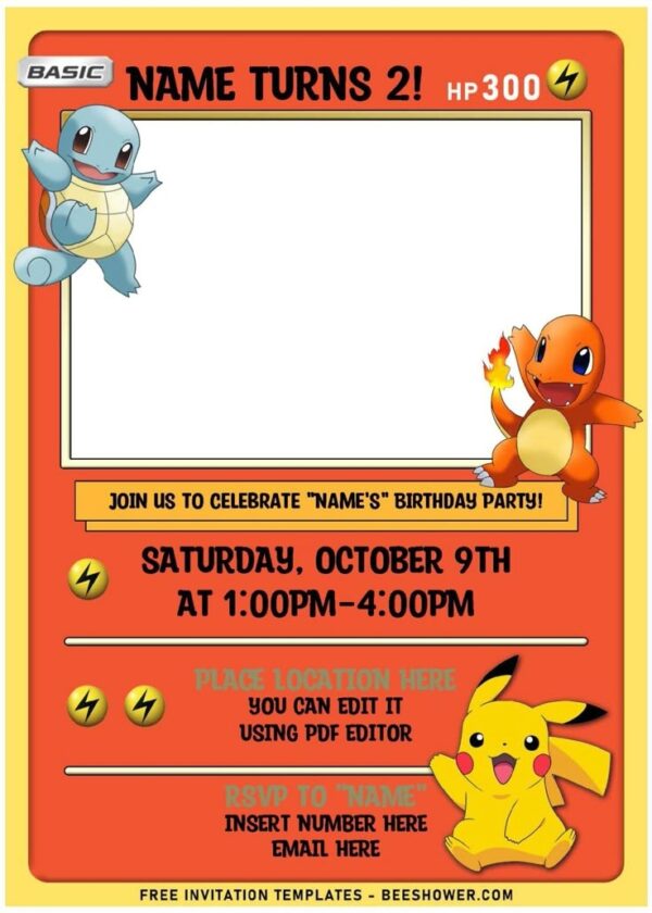 Free Printable Blank Pokemon Invitations Templates