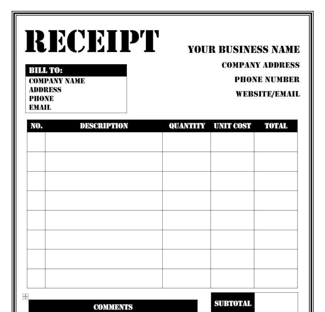 Editabel Free Blank Printable Sales Receipt Editabel Free Blank Printable Sales Receipt