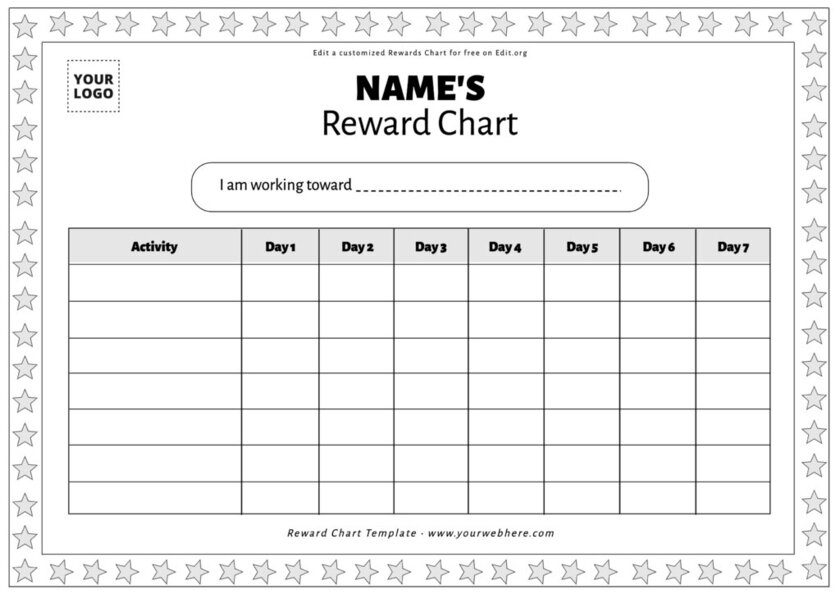 Free Editable Reward Chart Templates Free Editable Reward Chart Templates