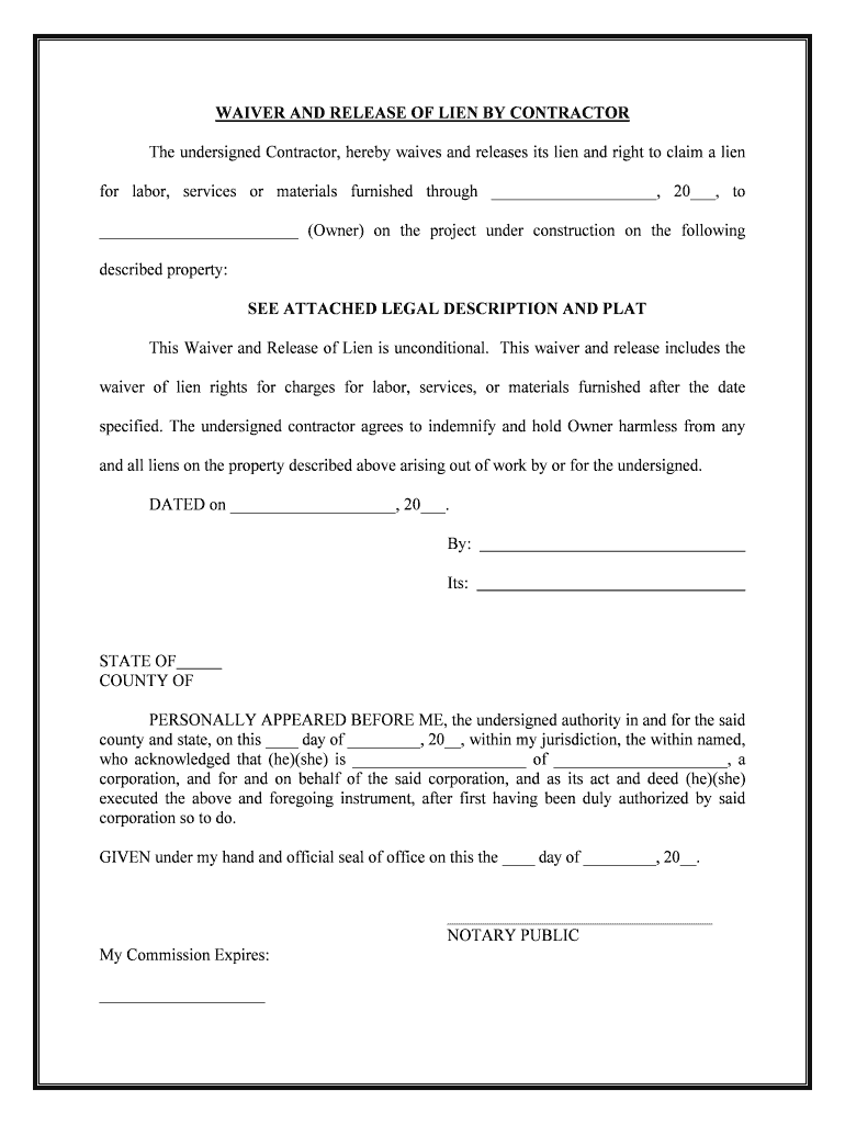 Printable Blank Illinois Contractor Lien Waiver Printable Blank Illinois Contractor Lien Waiver