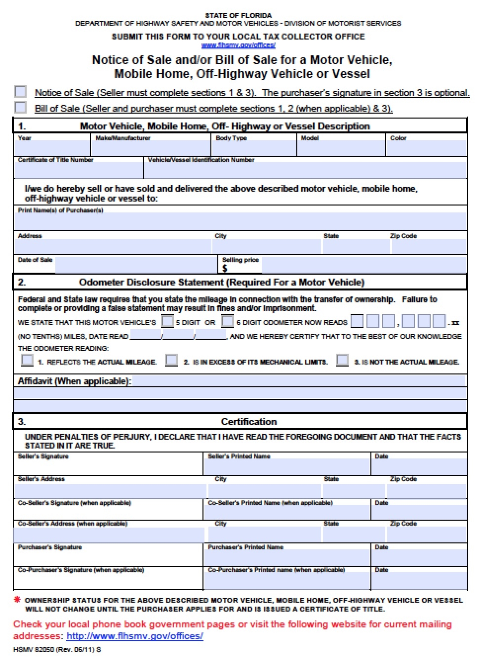 Free Florida DMV Vehicle Bill Of Sale Form PDF Word doc Free Florida DMV Vehicle Bill Of Sale Form PDF Word doc