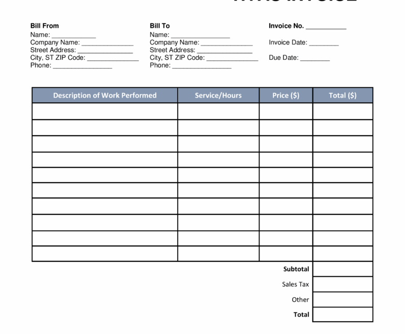 Free HVAC Invoice Template Word PDF EForms