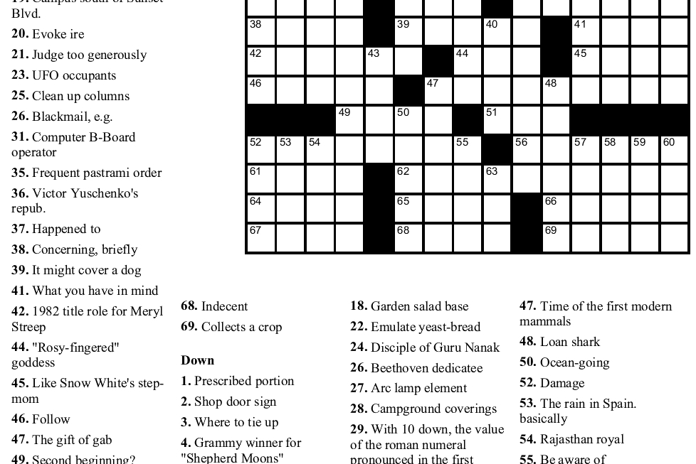 Free La Times Crossword Printable Rossy Printable