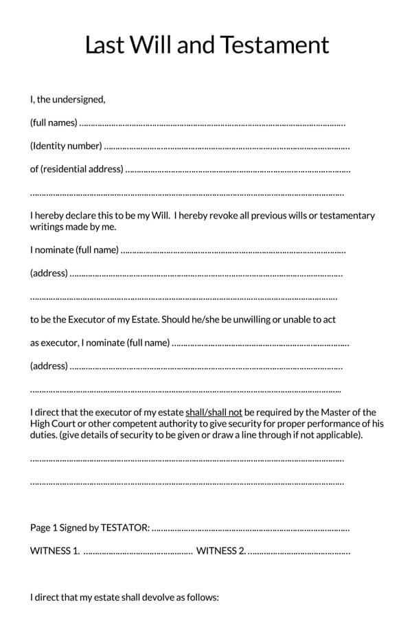 Blank Printable Last Will And Testament Forms Blank Printable Last Will And Testament Forms